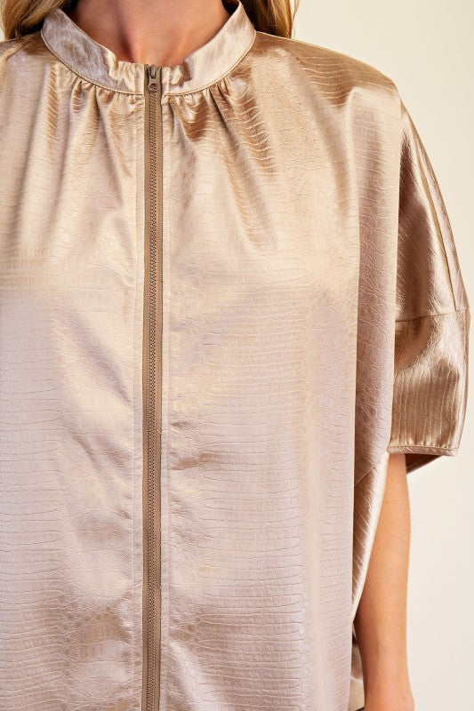 Front Zipper Sleeveless Top