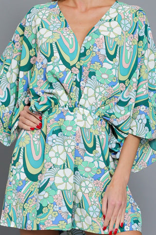 Kimono Sleeve Elastic Waisted Romper