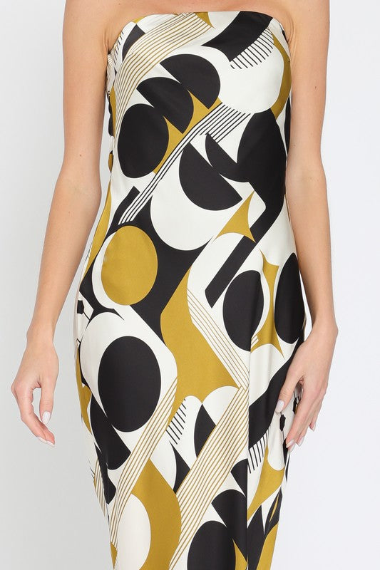 Tube Tie Back Chest Cowl Back Waisted Maxi Dress