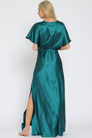 V-neck Short Dolman Sleeve Maxi Dress
