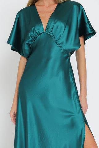 V-neck Short Dolman Sleeve Maxi Dress
