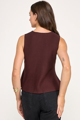 Metal Button Detail Knit Top