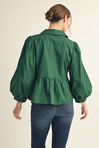 Balloon Sleeves Peplum Top