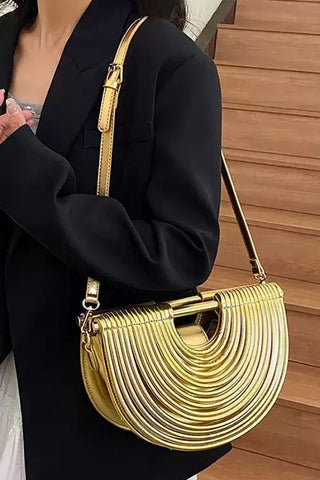 Metallic Faux Leather Noodle Bag