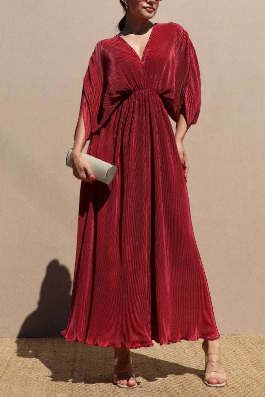 Pleated Loose Fit Midi Dress