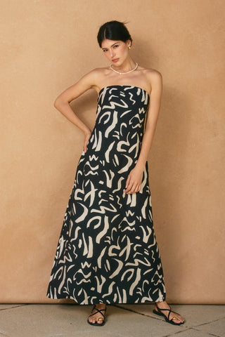 Strapless Drape Back Maxi Dress