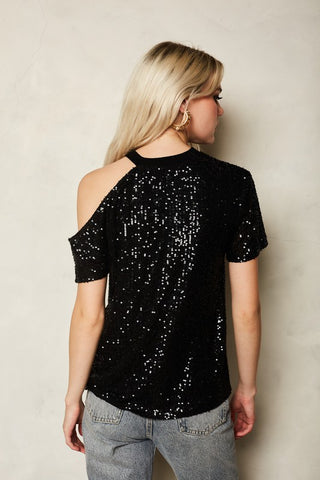 Asymmetrical Spangle One Shoulder Top