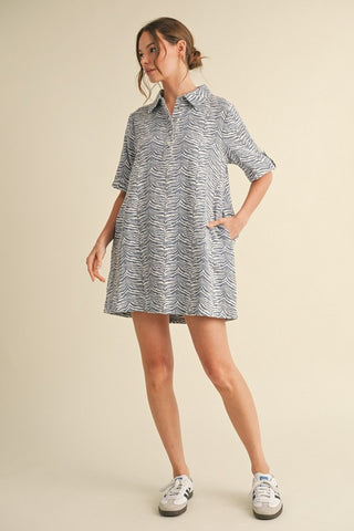Zebra Print Pockets Dress