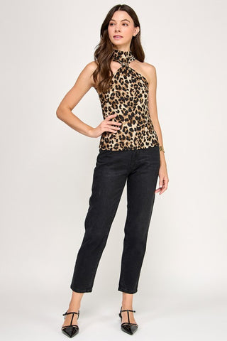 Turtle Neck Animal Print T Shirt