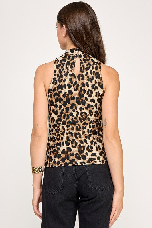 Turtle Neck Animal Print T Shirt