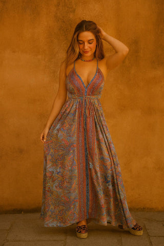 Halter style dress with wrap around string