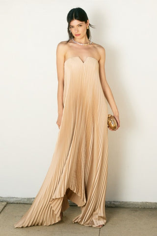 Moonglade Pleated Maxi Column Dress
