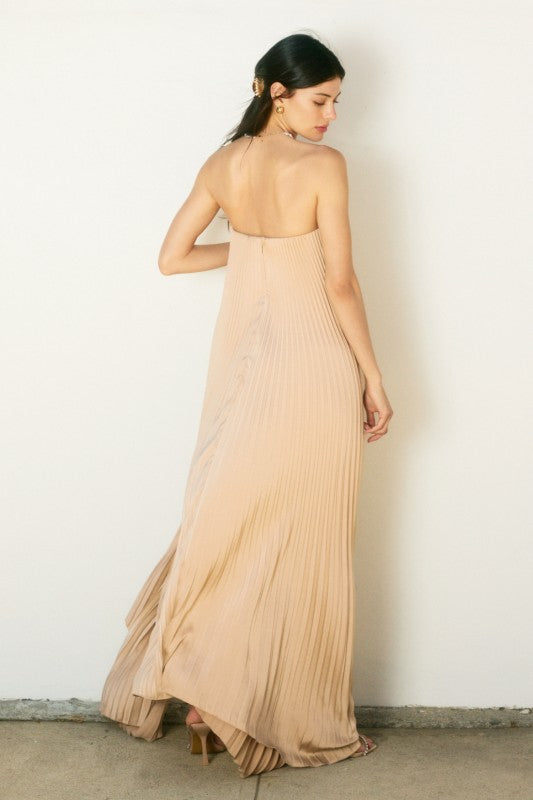 Moonglade Pleated Maxi Column Dress