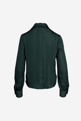 Blanket-stitch Cuff Button Up Cropped Blouse