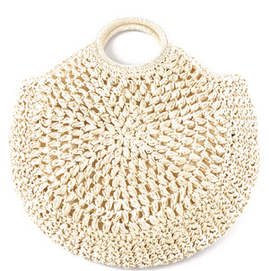 ALL OVER STRAW ROUND HANDLE BAG