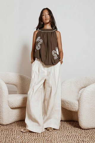 Abstract Applique Billowy Top