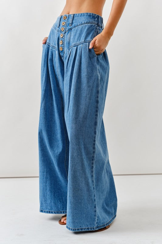 Front Button Down Flare Jeans