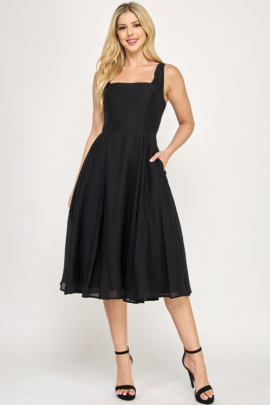 Square Neck Midi Dress