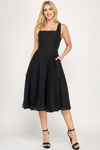 Square Neck Midi Dress