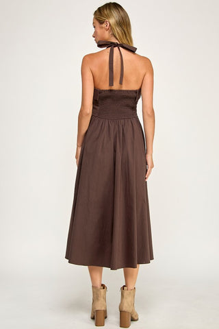 Halter Flare Midi Dress