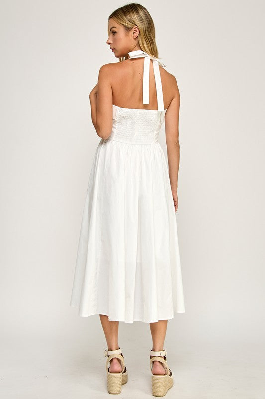 Halter Flare Midi Dress