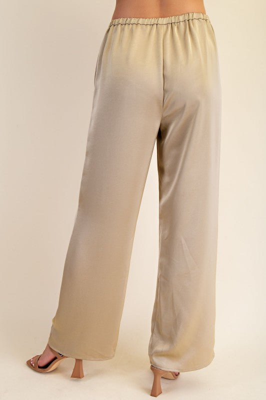 Mid-rise Satin Pants
