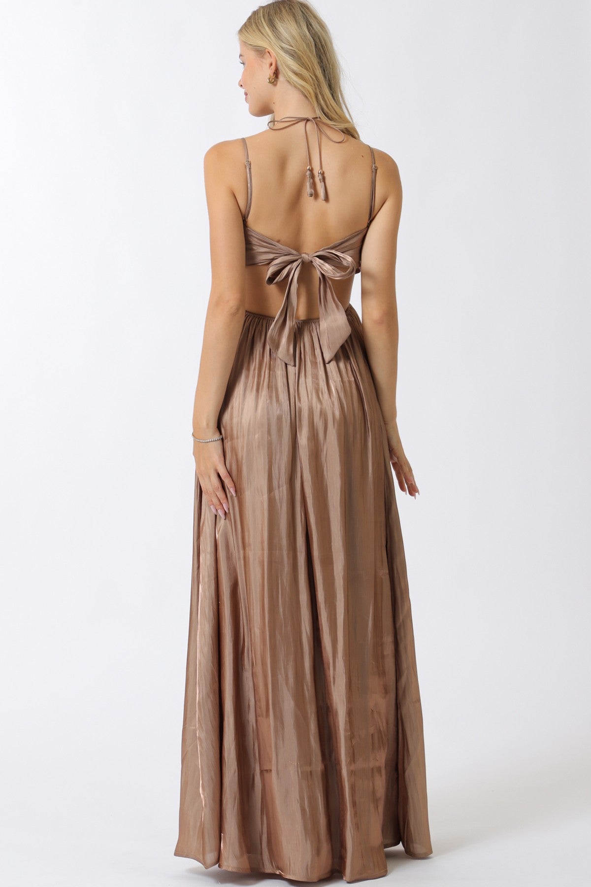 Open Bust W/ Tie Back Maxi Dress
