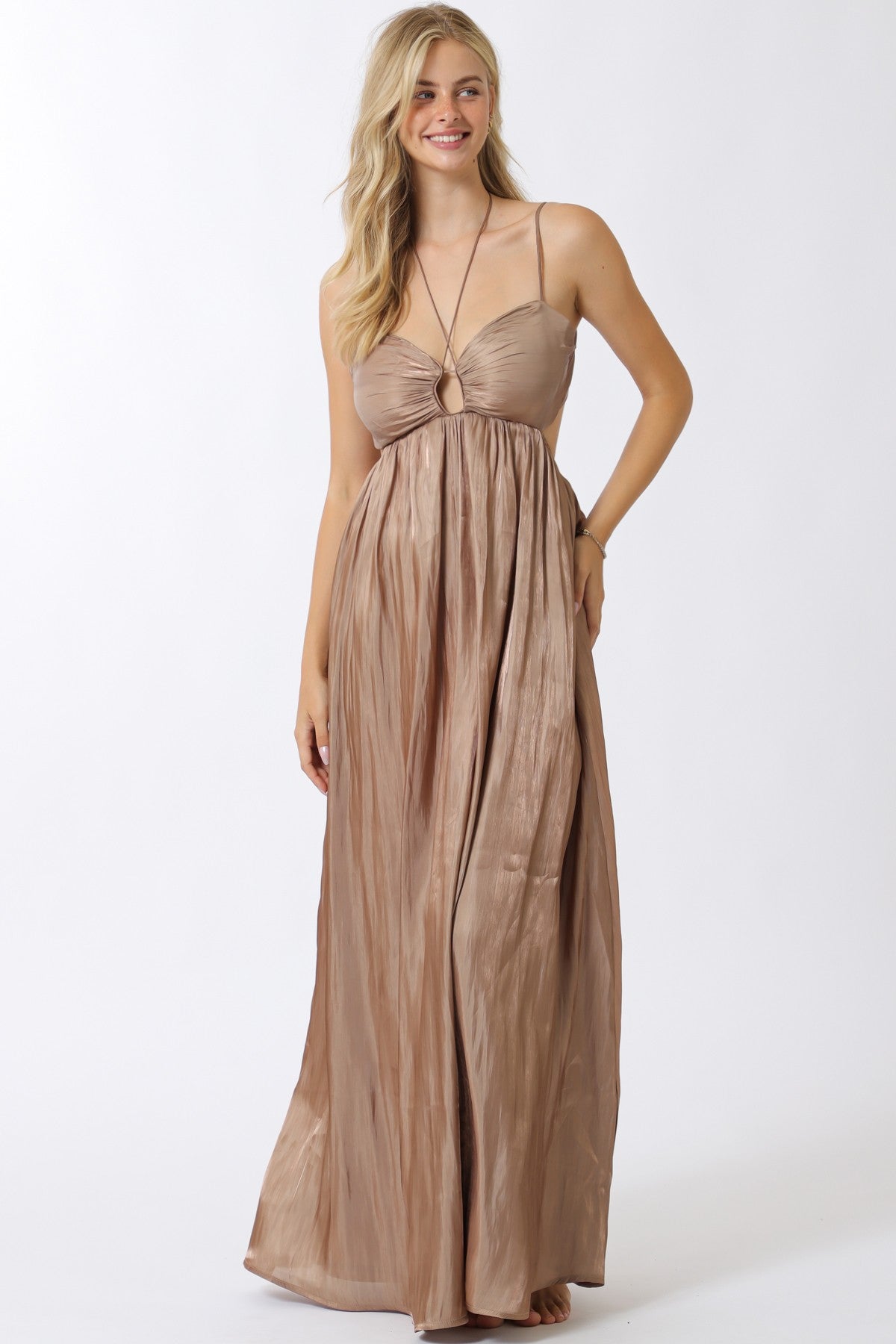 Open Bust W/ Tie Back Maxi Dress