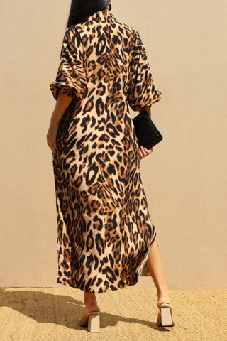 Leopard Loose Fit Woven Shirt Dress