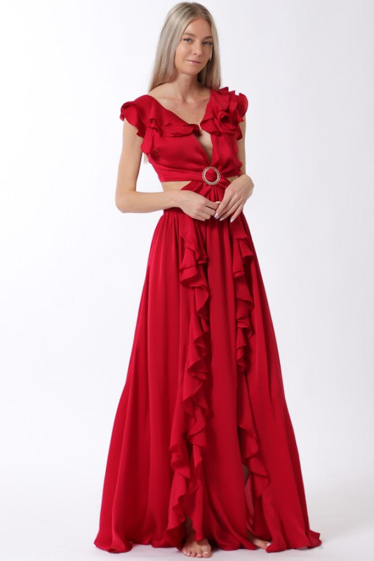 Sleeveless Cut-out Waisted Maxi Dress