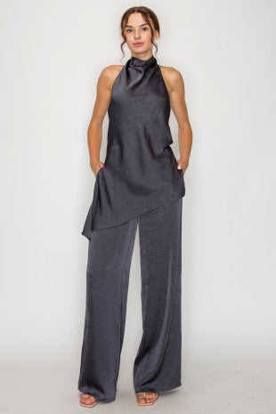 Halter Top & Wide-leg Pants Set