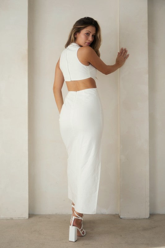 Cut-out Midi Dress With Side Slit