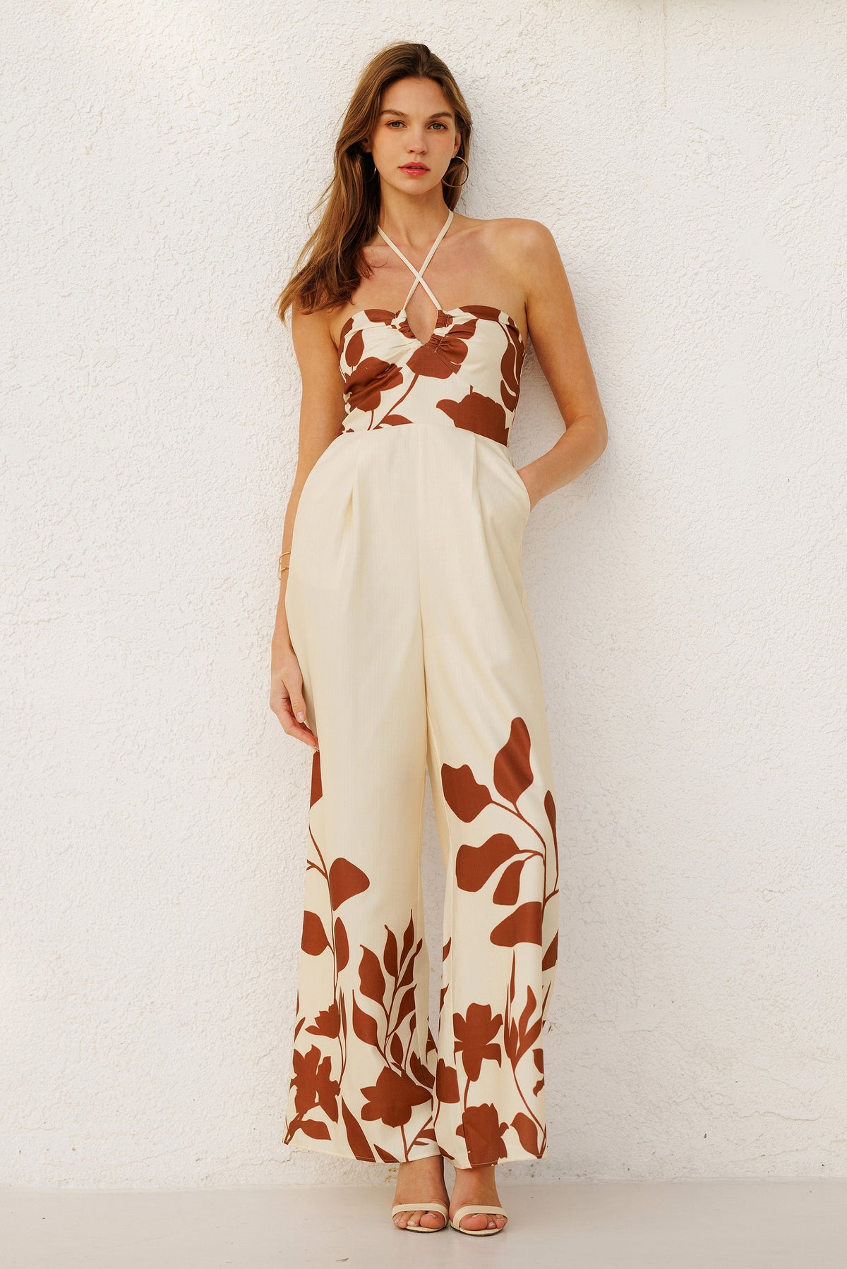 Rustic Floral Wide Pant Jumpsuit