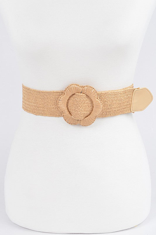 Faux Straw Elastic Belt