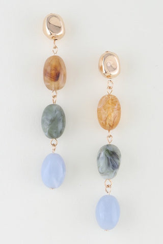 Multi Marble Stone Drop Earrings