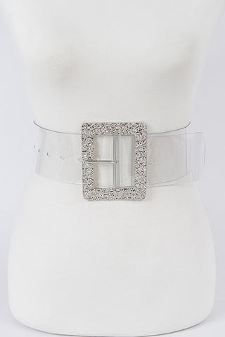 Glitter Metal Buckle Transparent Belt