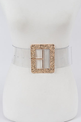 Glitter Metal Buckle Transparent Belt