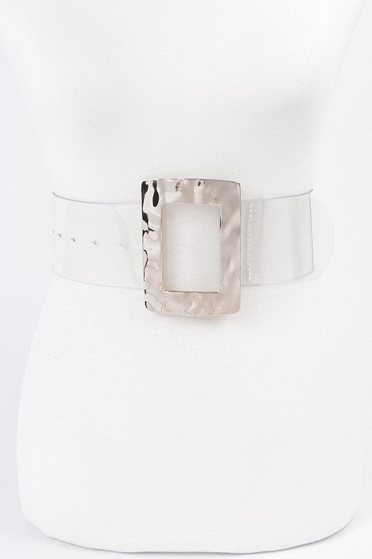 Rectangle Metal Buckle Clear Belt