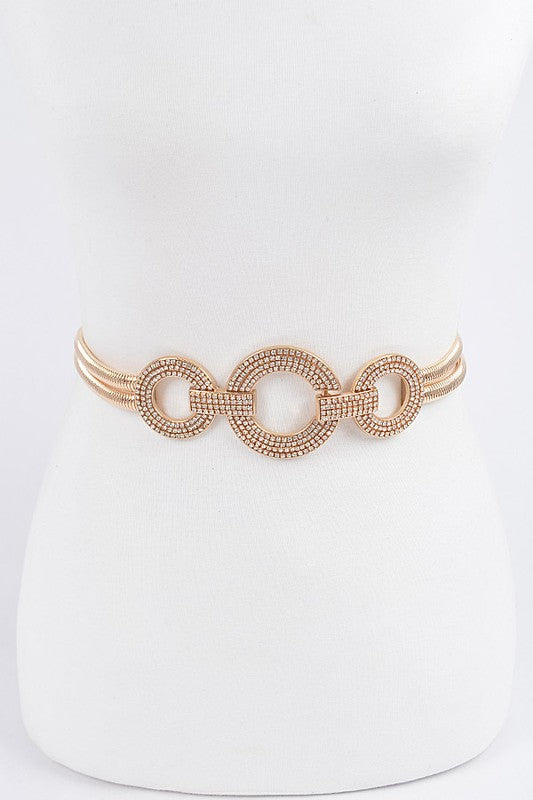 Rhinestone Double Metal Stretch Belt