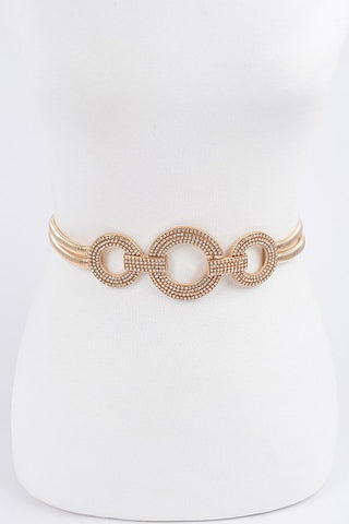 Rhinestone Double Metal Stretch Belt