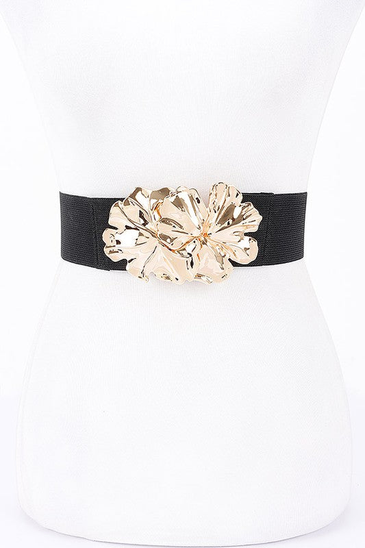 Metal Flower Elastic Belt