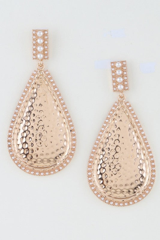 Abstract Stone Beaded Teardrop Earrings