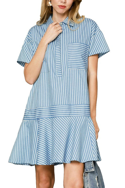 Stripe Collared Mini Dress