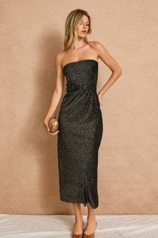 Sparkle & Sleigh Strapless Satin Plisse Dress