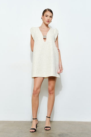 Luxe Sequins Texture Rhinestone Jeweled Mini Dress