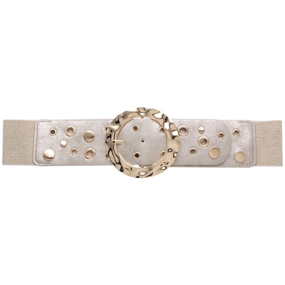 Fashion Stud Metal Round Buckle Elastic Belt