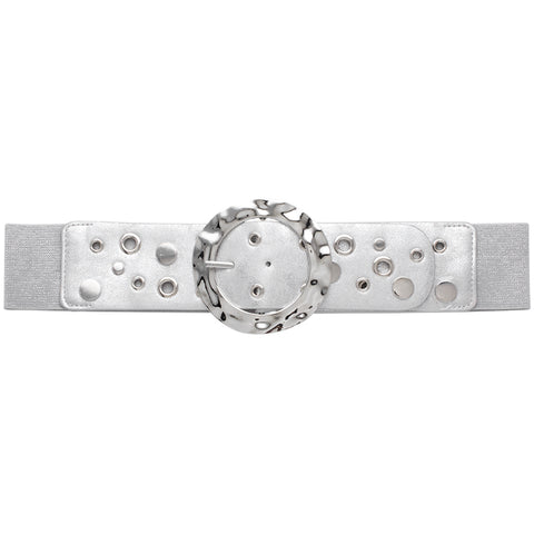 Fashion Stud Metal Round Buckle Elastic Belt