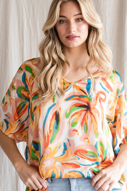 Tropical Color Boxy Top