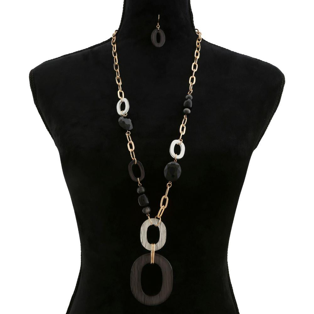 Resin Oval Link Beaded Necklace