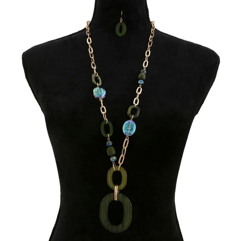 Resin Oval Link Beaded Necklace